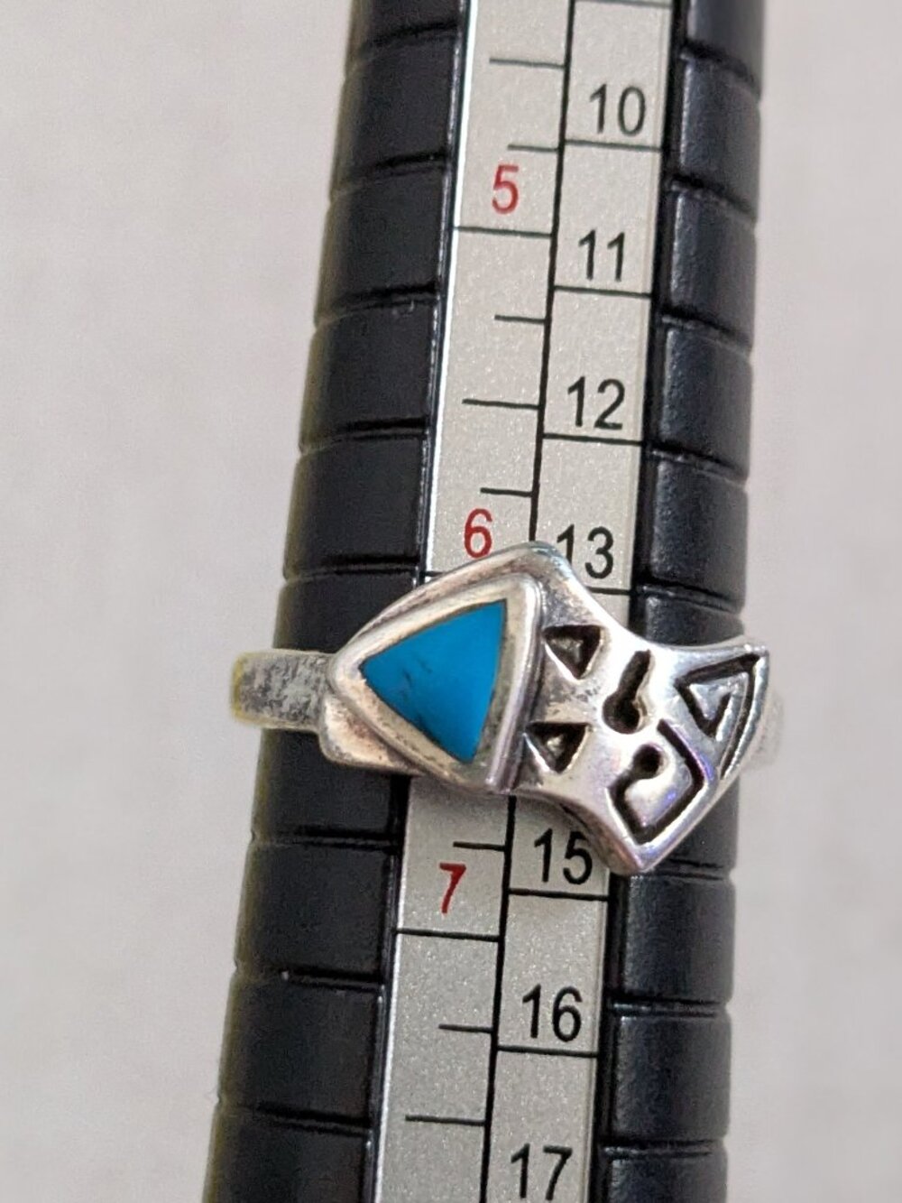 Vintage 925 Sterling Silver SU Turquoise Southwestern Style Ring Size 6.5